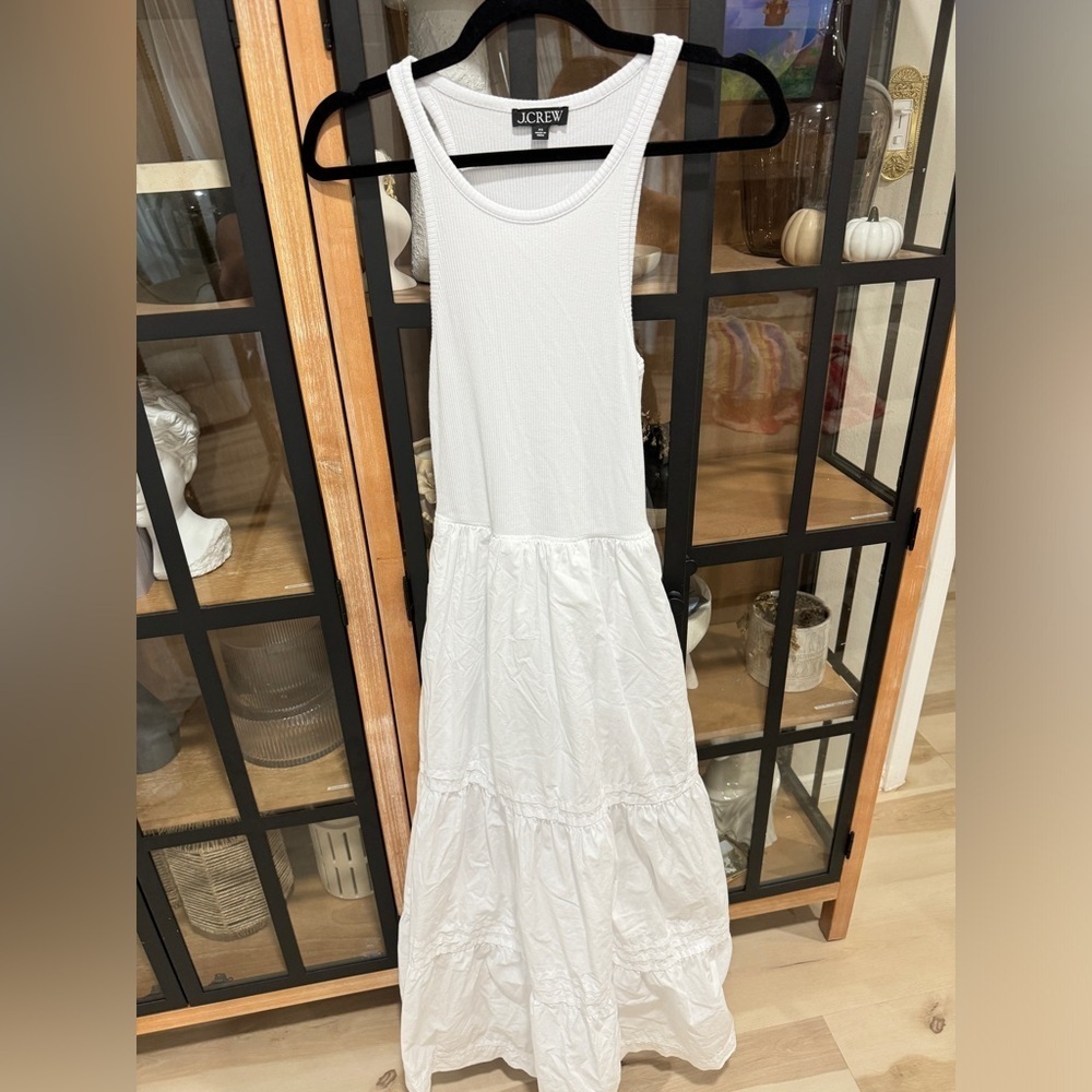 J. Crew Maxi dress Vintage midi High Neck Tank Poplin ribbed pockets ruffle